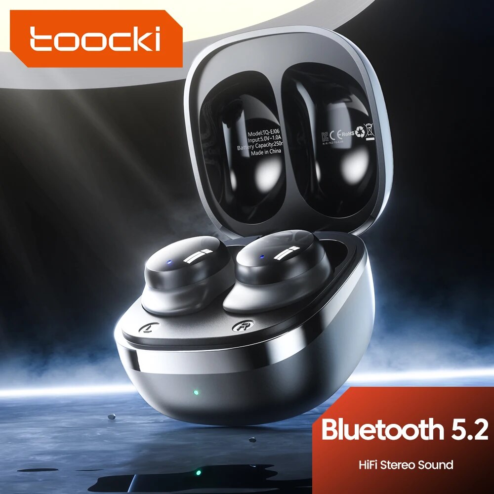 [4 UNIDADES/R$ 78 COM GPAY/TAXA INCLUSA] Fone Bluetooth Toocki TWS, Hi-Fi Estéreo, À Prova D 'Água, Para Jogos, BT5.2