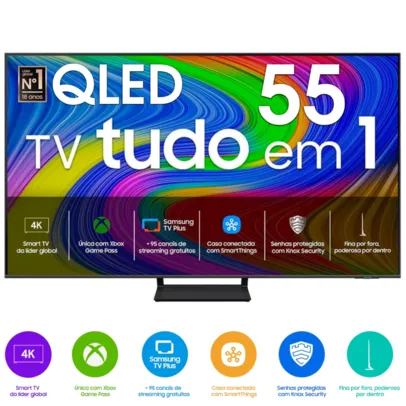 [VIP] Samsung Smart TV 55 QLED 4K Q65D 2024, XBOX GAME PASS, Modo Game, Tela sem limites, Design slim, Visual livre de cabos, Alexa built in