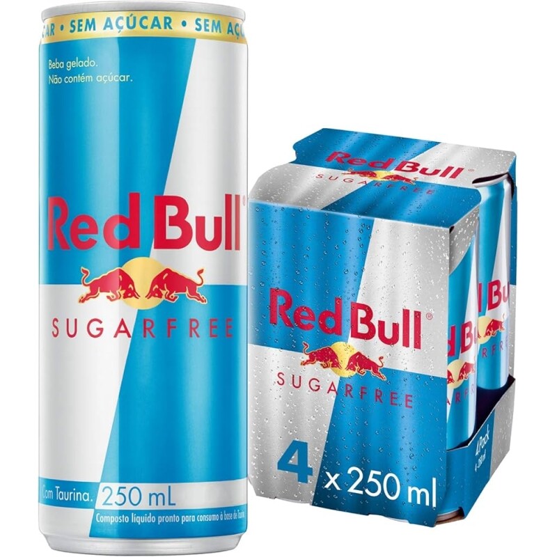 Pack de 4 Latas Red Bull Energético Sem Açúcar 250m