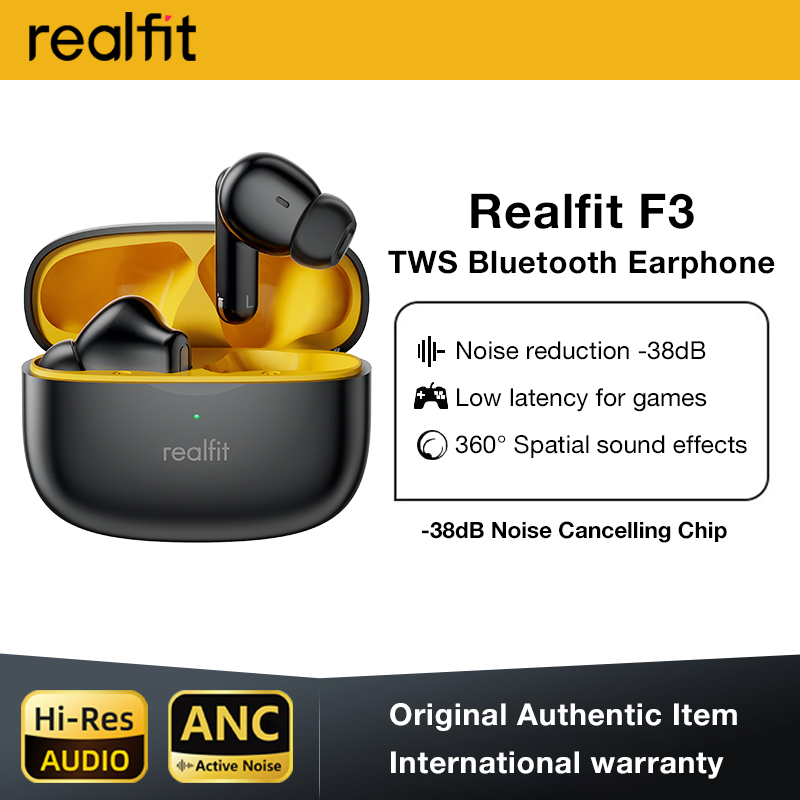 Fone de Ouvido Sem Fio Realfit F3 ANC Cancelamento de Ruído Ativo