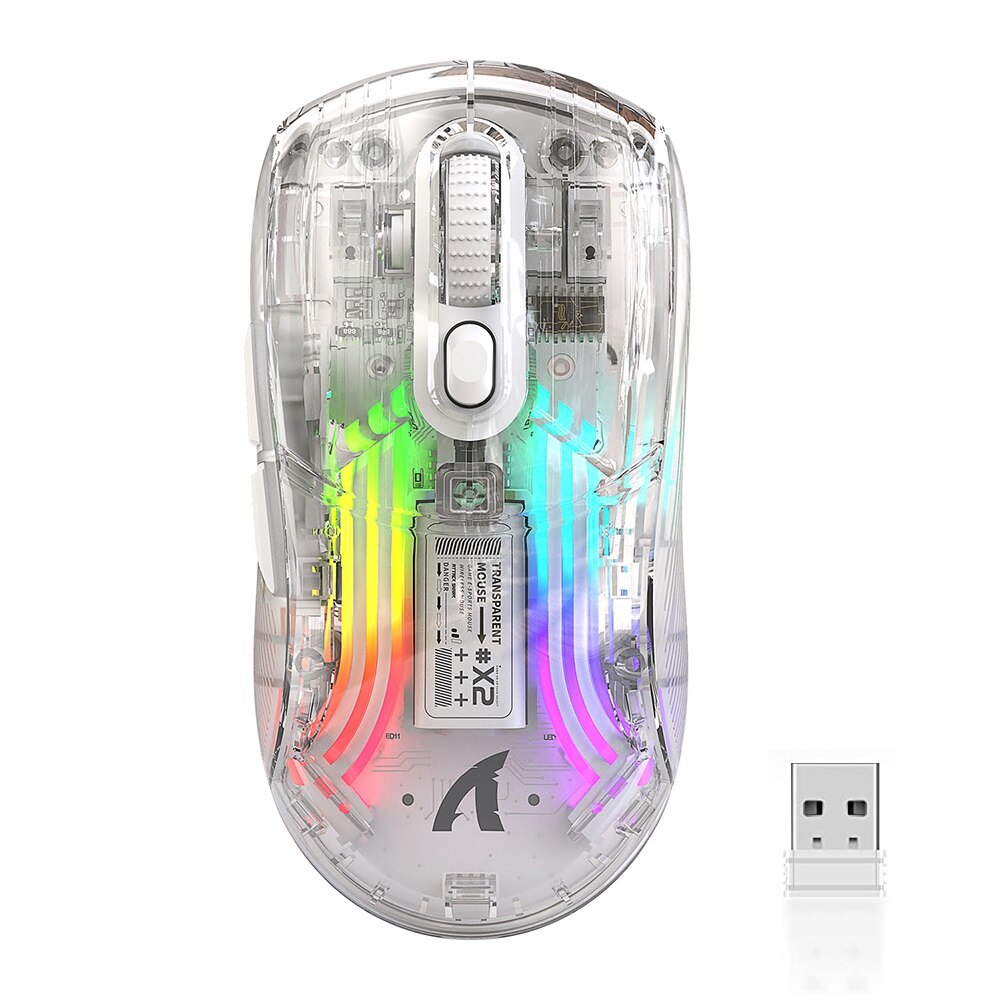 Mouse sem fio para jogos, transparente, modo duplo, 2.4G, Bluetooth, 3D, RGB Backlit, ratos de computador para laptop, PC, Mac - AliExpress 7