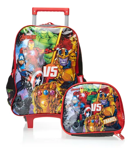 Kit Mochila De Rodinha Avengers Com Lancheira Luxcel