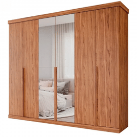 Guarda-Roupa Casal 6 Portas Bater 6 Gavetas MDF Guarapari Panan Roupeiro - Cinamomo