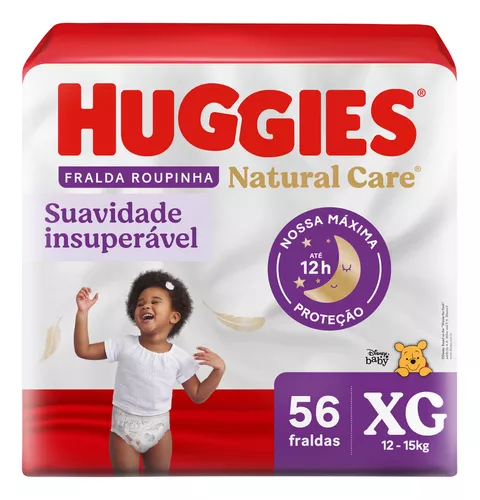 Fraldas Descartáveis Huggies Roupinha Natural Care Tam XG - 56 unidades