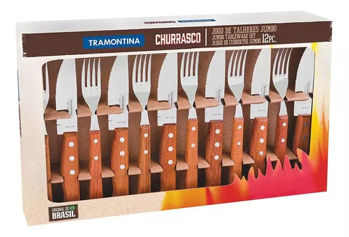 Tramontina Churrasco cor do punho marrom-claro 12 unidades 44.5cm