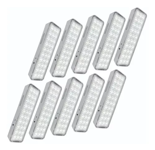 10 Luminária Luz De Emergência 30 Leds Premium Segurimax Cor Led