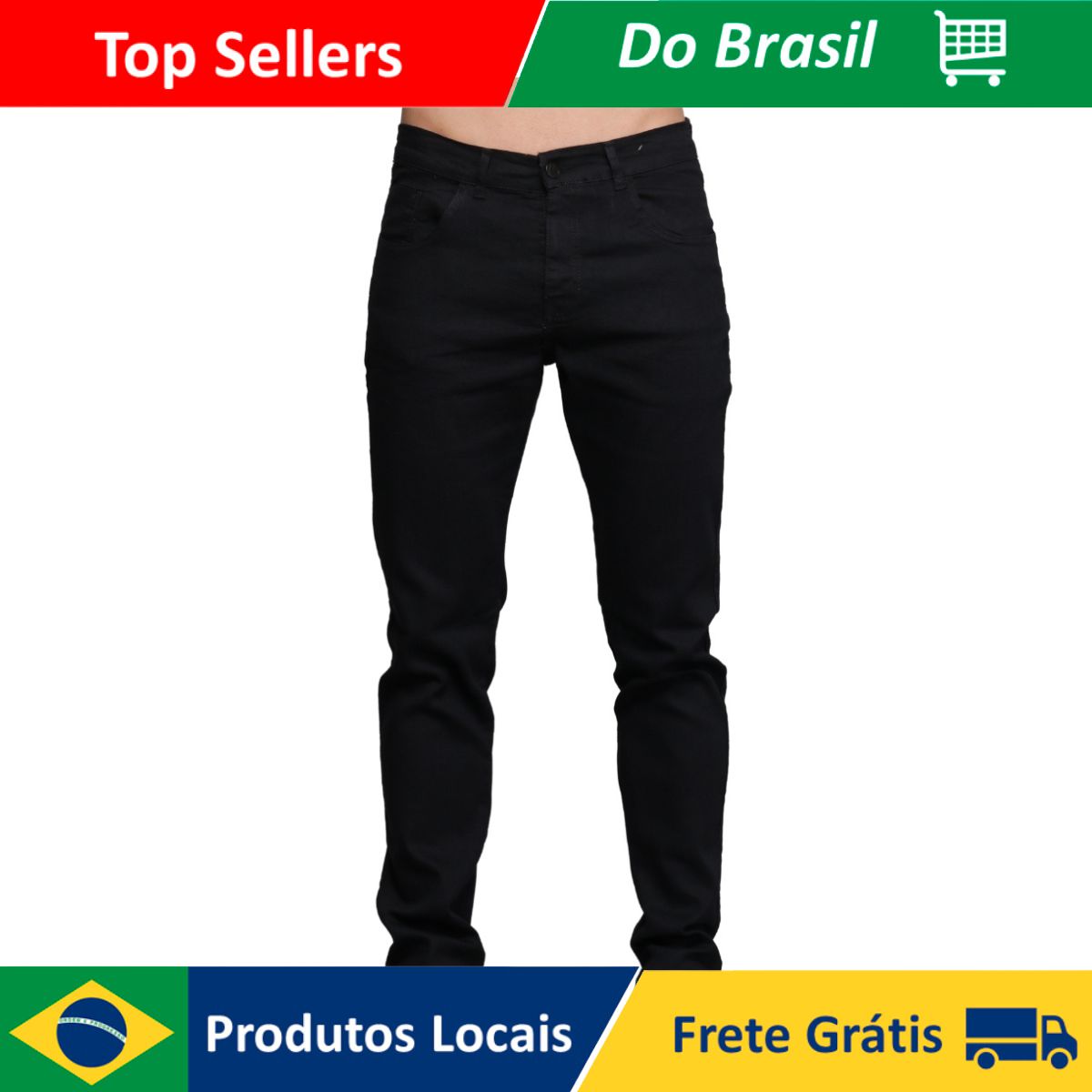 (Produto no Brasil) Calça Jeans Masculina Skinny Preta Black Vip Tendência Verão