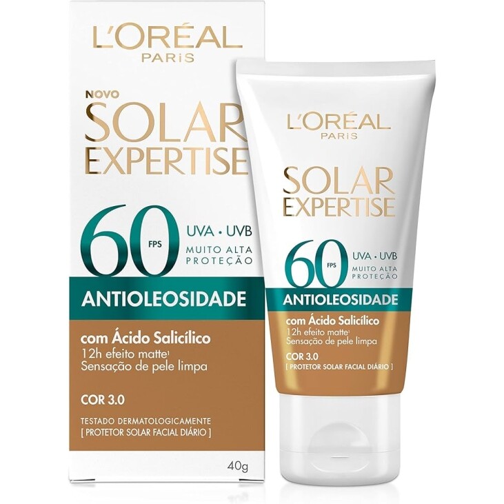 Protetor Solar Facial L'Oréal Paris Solar Expertise Antioleosidade Fps60 Cor 3.0 Média 40g