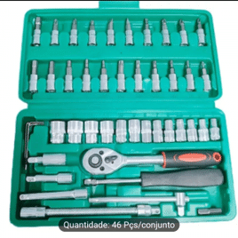 Conjunto Chave de Catraca Acionamento de 1/4" 46 peças