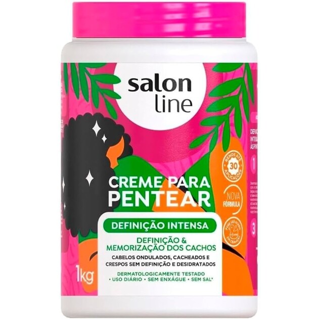 Salon Line Creme de Pentear Definição Intensa Ação Hidratante Brilho Intenso - Cabelos Ondulados Cacheados e Crespos