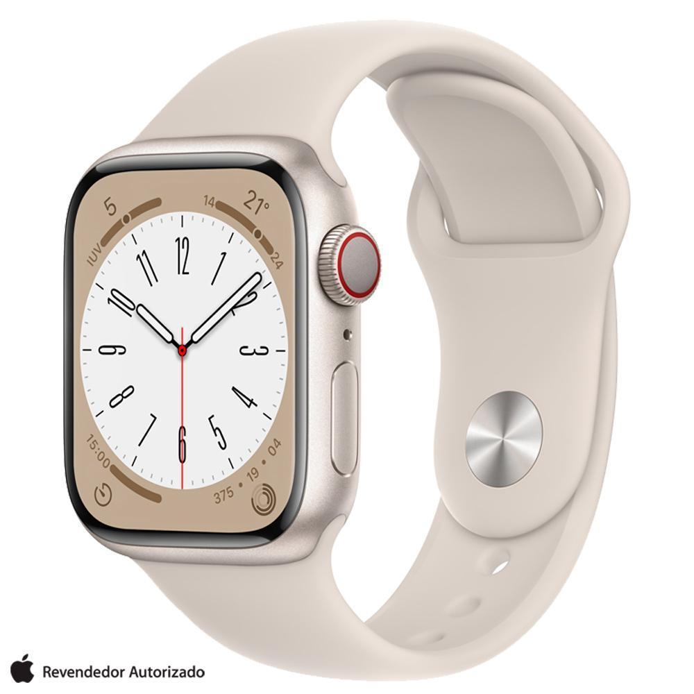 Apple Watch Series 8 (GPS + Cellular 45 mm) Caixa de Alumínio Estelar Pulseira Esportiva Estelar