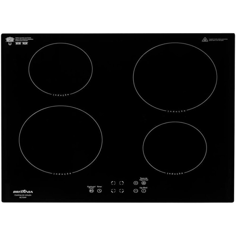 Cooktop de Indução Britânia 4 queimadores preto BCT04P 220V