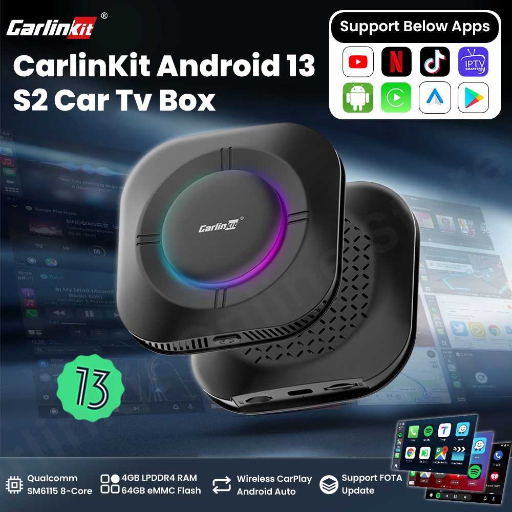 Carlinkit s2 android 13 caixa de tv sm6115 8 núcleo carplay