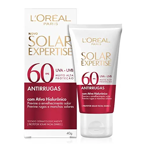 [REC] L'Oréal Paris Protetor Solar Facial Antirrugas FPS60 com Ativo Hialurônico Solar Expertise, 40g