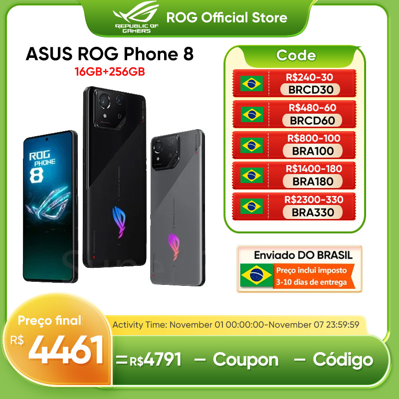 [Do Brasil / Moedas] Smartphone ASUS ROG Phone 8 com Snapdragon 8, 5G, Tela de 6,78" com 165Hz e 16+256GB