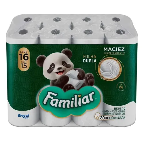 (Levando 2 R$26,46) Papel Higiênico Folha Dupla Familiar 30 Metros 16 Rolos