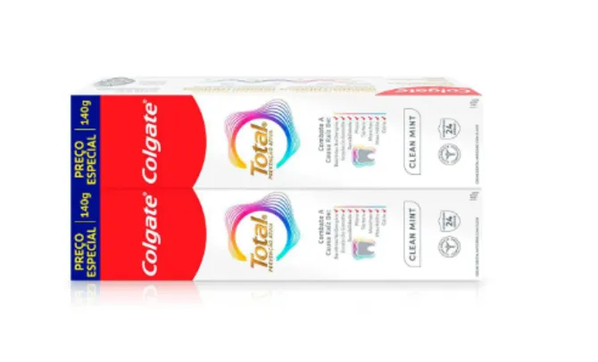 Kit Pasta de Dente Colgate Total Clean Mint 140g 2 unidades. Comprando 3 kits sai a 17,50 cada. Saindo por 8,75 cada pasta de 140 gr.