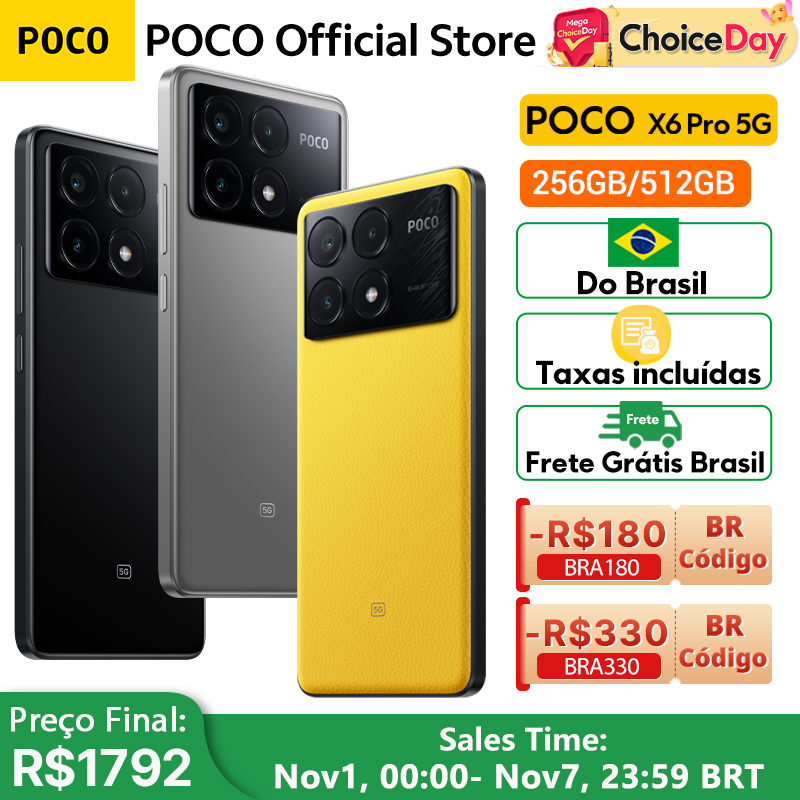 [BR] Poco x6 pro 5g em estoque entrega em 10 dias versão global smartphone dimensão 8300-ultra 6.67