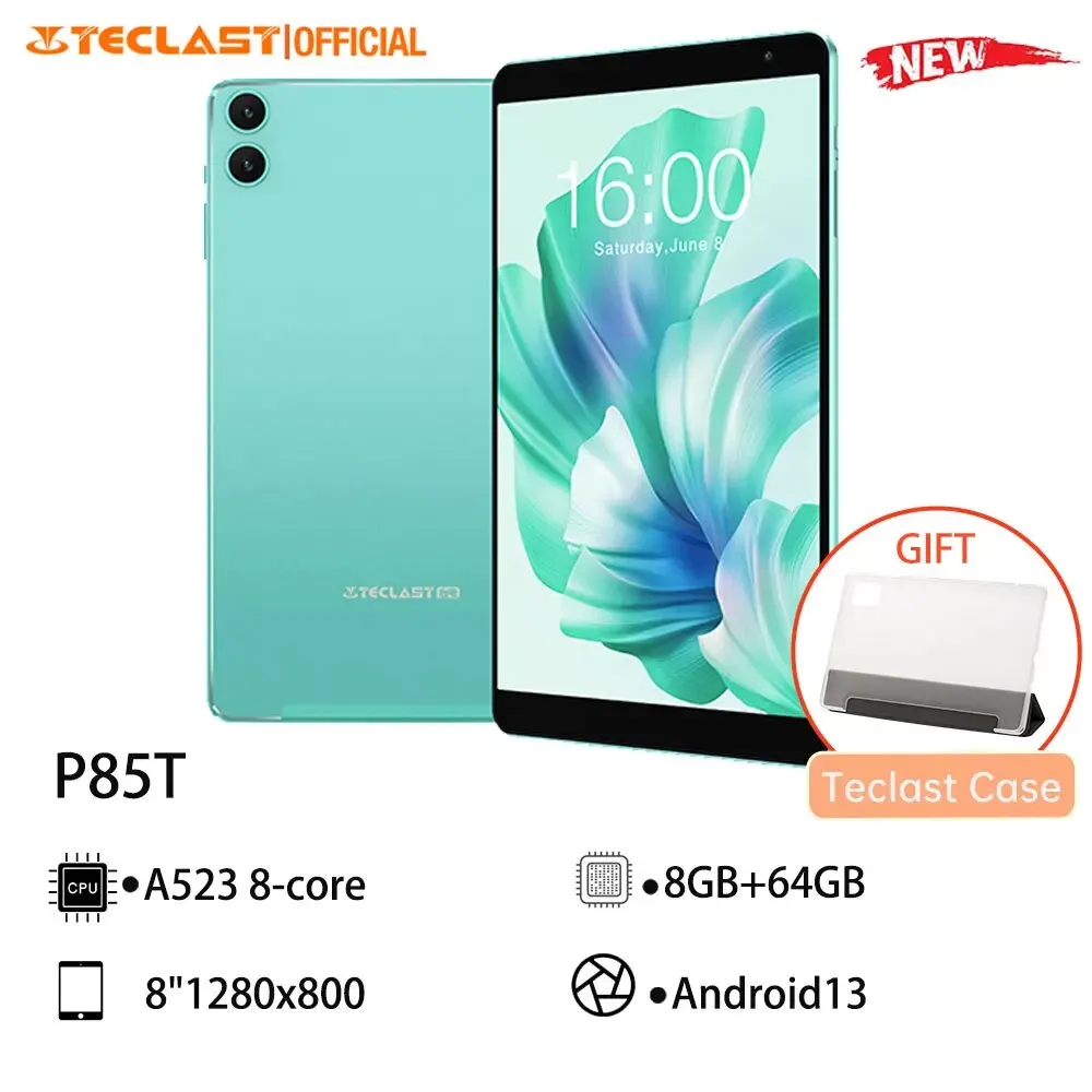 Teclast-P85T 2024 Tablet Allwinner A523 1.8GHz 8-Core 10GB 4GB 6GB Wi-Fi 5 BT 5.0 8 "RAM 64GB ROM 1200x 800IPS,