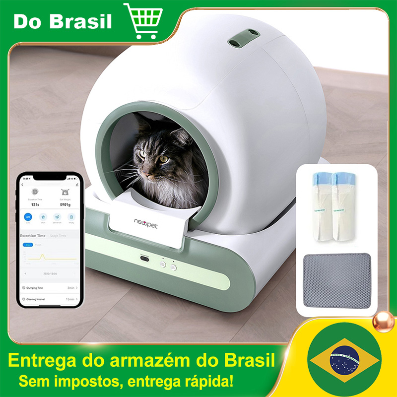 Newpet Caixa de areia automática inteligente para gatos Caixa de areia fechada com desodorante e esterilização UV Cai