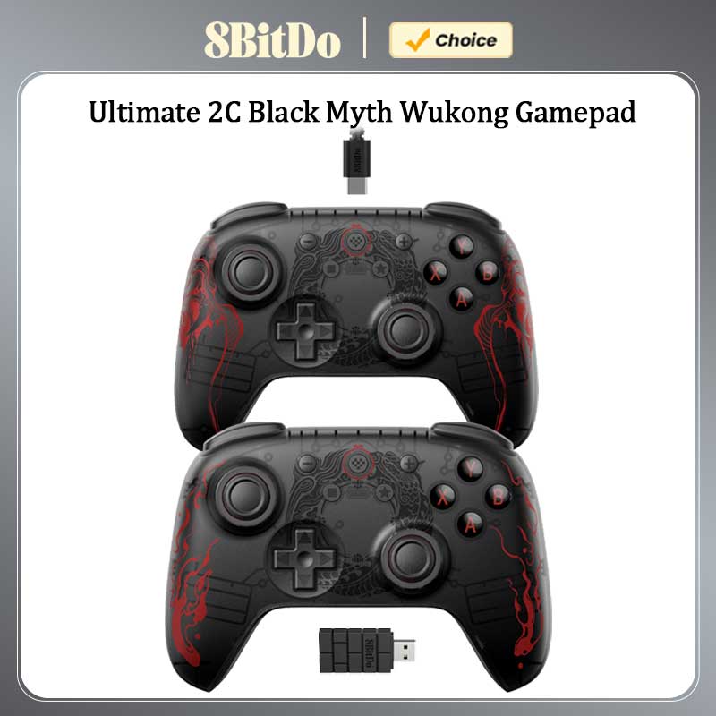 8bitdo final 2c controlador de jogo sem fio gamepad com fio wukong mito preto com efeito hall joystick para windows 1