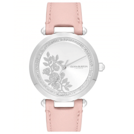 Relógio Olivia Burton Feminino Floral Couro Rosa 24000046