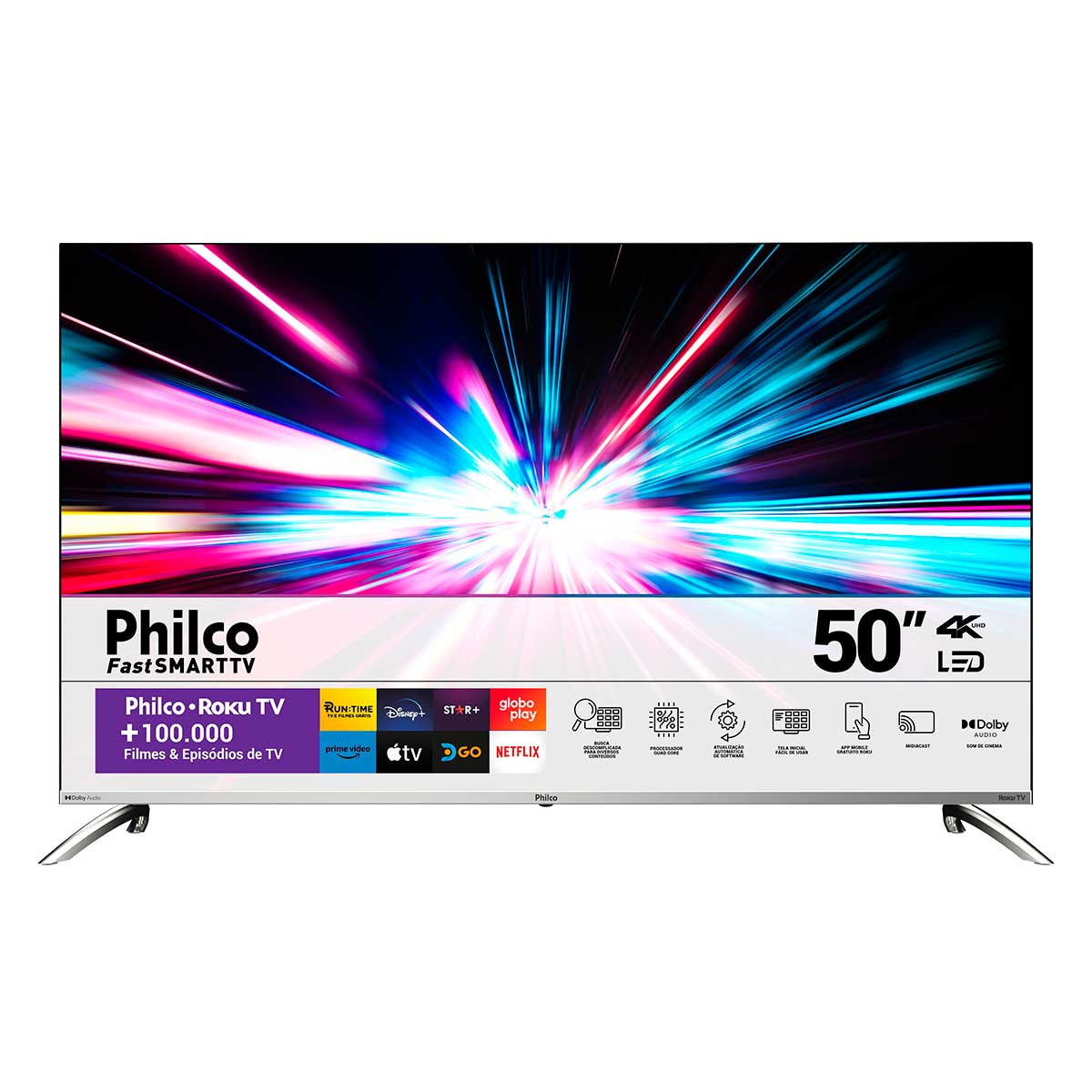 Smart TV 50 Philco 4K Roku TV Led Dolby Audio PTV50G7PR2CSB