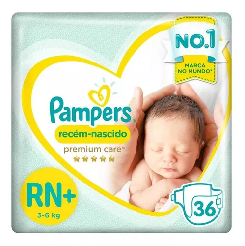 Fraldas Pampers Recém-Nascido Tamanho RN+ 36 Unidades