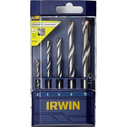 Conjunto de Brocas para Concreto IRWIN com 5 Peças de 4mm a 10mm 891503