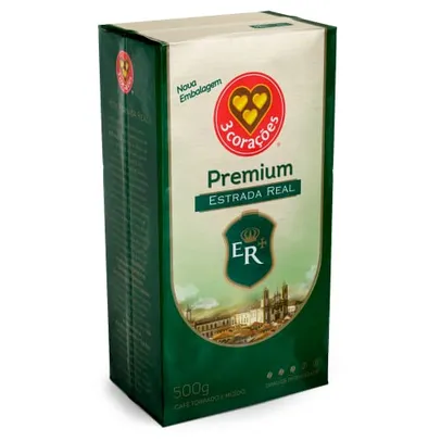 (10uni. R$15,70 cada) 3 Corações Café Torrado e Moído Premium Estrada Real, 500G vácuo