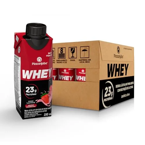 (Rec + 40% Próx. Vencimento) Pack de Whey Zero Lactose Frutas Vermelhas 23g Piracanjuba 250ml – 12 Unidades