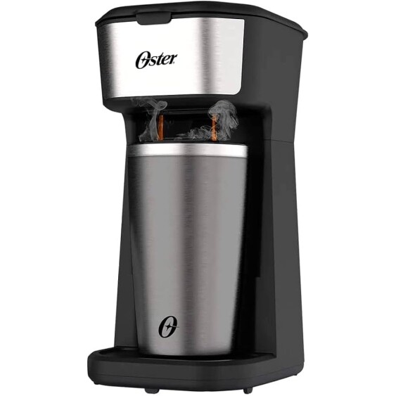 Cafeteira Oster 2Day Inox 2 em 1 com Copo Térmico 220V Preto/Inox 600W OCAF200