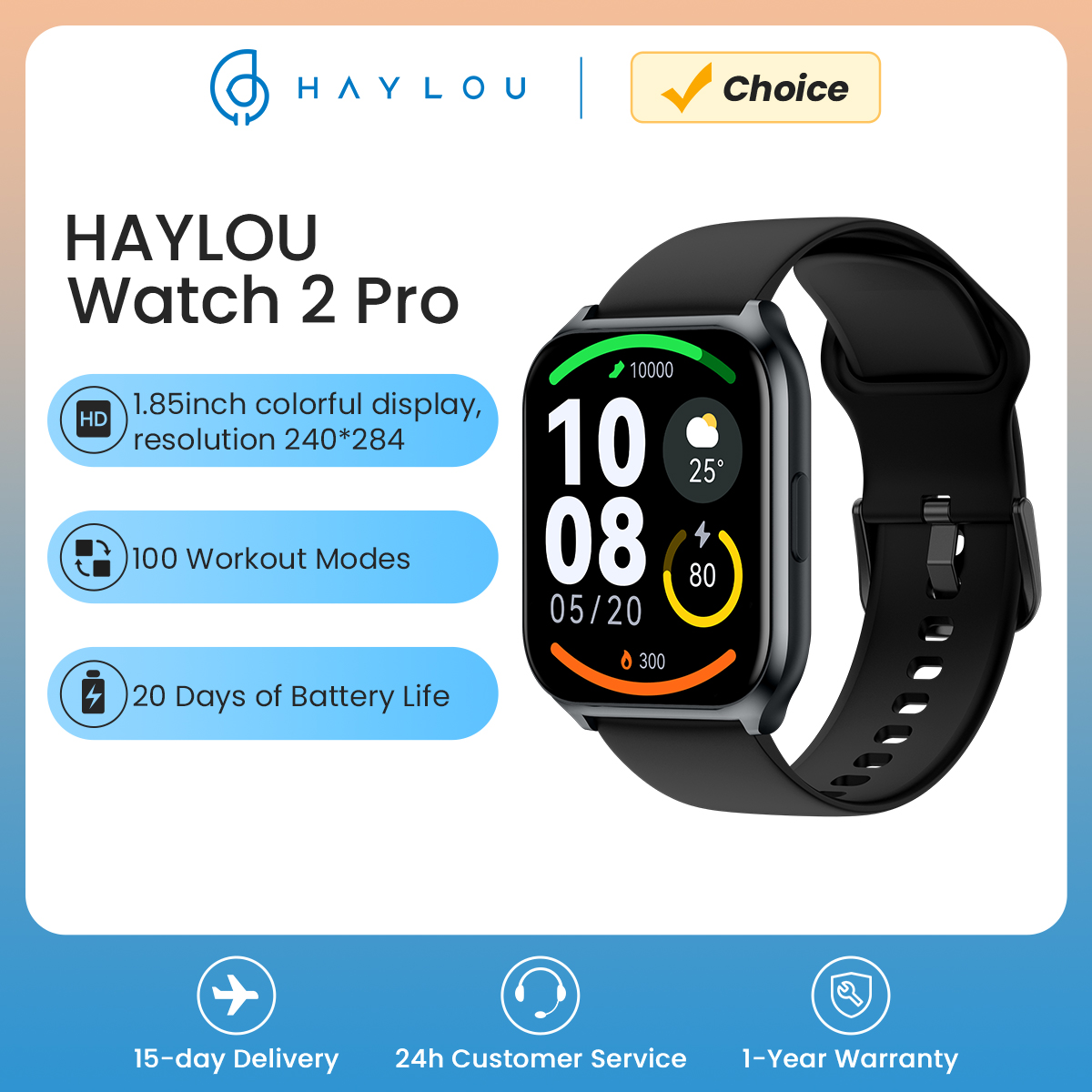 [Taxa inclusa] Relógio Inteligente HAYLOU Watch 2 Pro com Tela HD de 1,85", Mais de 100 Modos de Treino e 20 Dias de Bateria