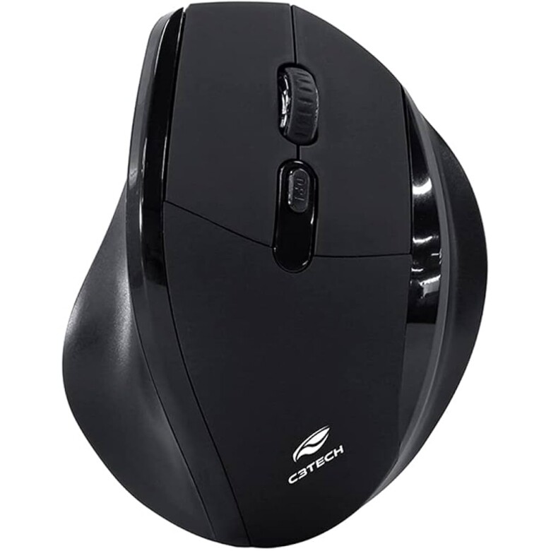 C3Tech Mouse sem fio Preto M-W120BK - formato ergonomico projetado para oferecer conforto com 6 Botões ate 1600DPI