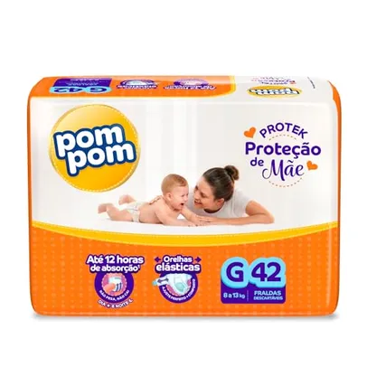 [Prime] Fralda Pom Pom Protek Proteção de Mãe Mega G 42 Unidades