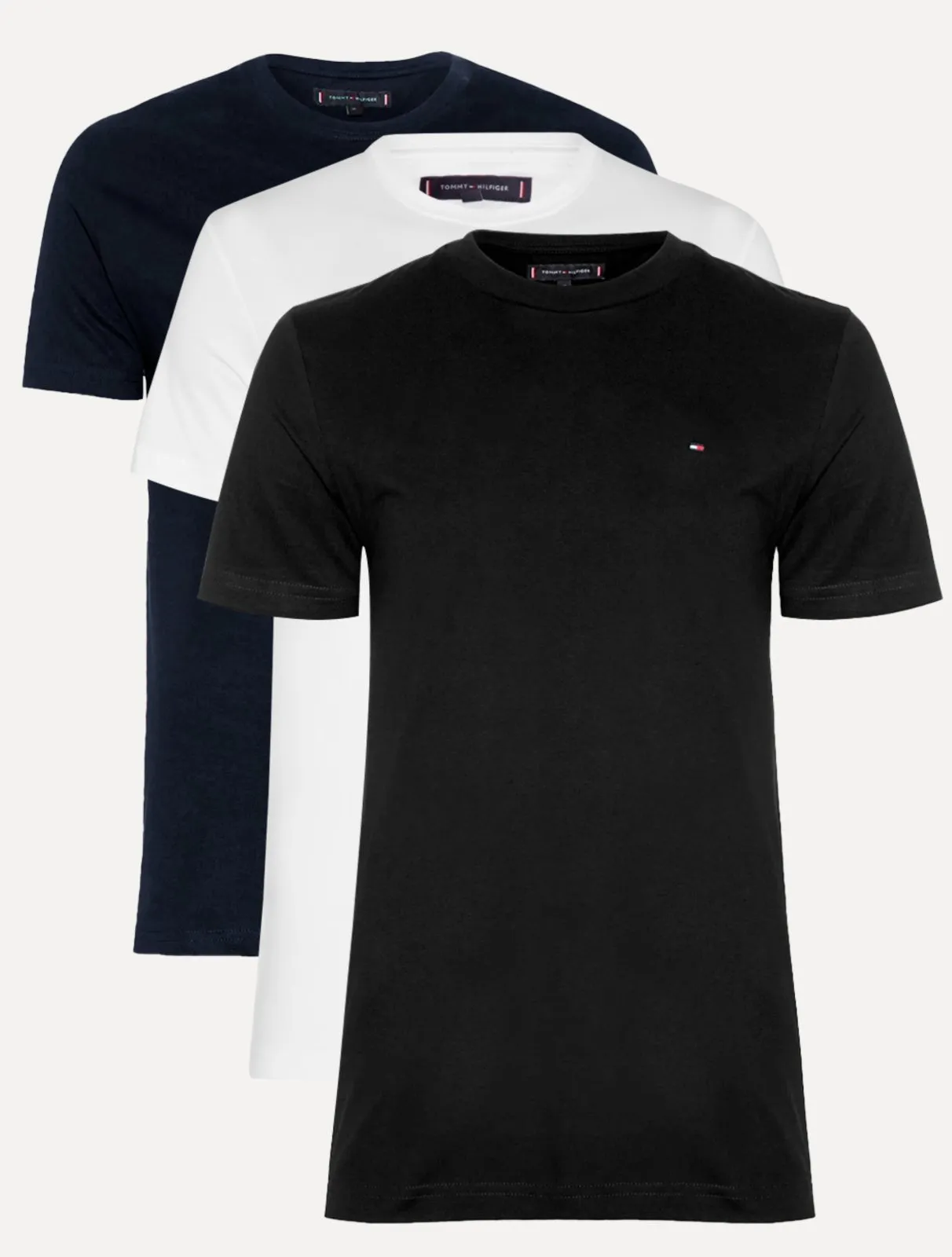 Kit Camisetas Tommy Hilfiger Masculinas Essential Preta/Branca/Marinho 3UN