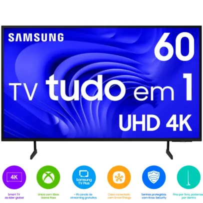 [VIP] Samsung Smart TV 60 Polegadas UHD 4K 60DU7700 2024, XBOX GAME PASS, Processador Crystal 4K, Gaming Hub, AI Energy, Controle SolarCell, Alexa