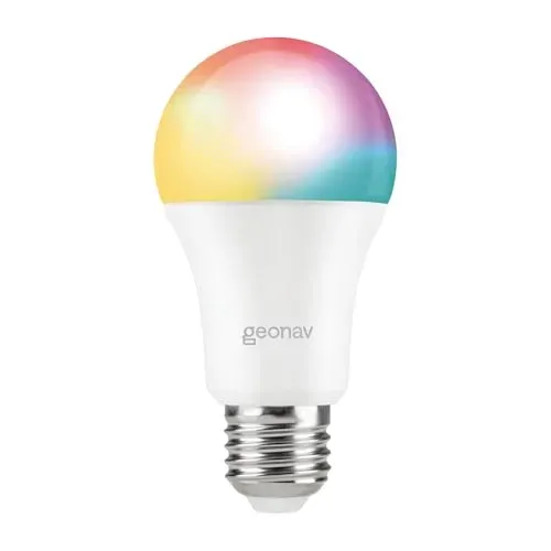 Hi by Geonav Lâmpada Inteligente Led 9W, Wi-Fi, E27, Branco Frio/Quente/RGBW 16 milhões de cores, Dimerizável, Controle no Aplicativo