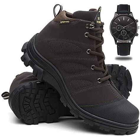 Coturno Masculino Adventure Bota Trilha + Relógio - Café/40