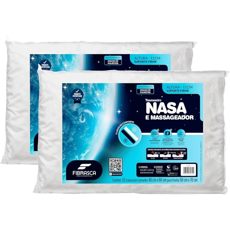 Kit 2 peças Travesseiro Nasa Up 3 para fronhas 50x70 cm Fibrasca