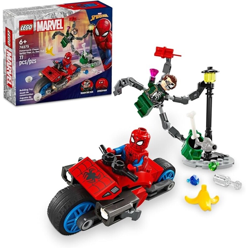 LEGO Set Super Heroes Marvel 76275 Perseguição de Mota: Spider-Man vs Doc 77 peças