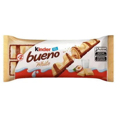 [Leve 2/ Cada R$ 5,99]Bombom Wafer Kinder Bueno White 39g 2 Unidades