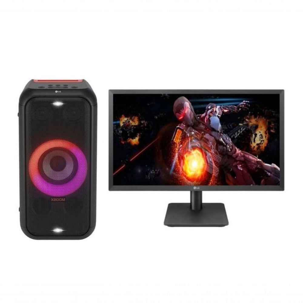 Monitor Gamer LG 21,5" Full HD 75Hz 22MP410-B + Caixa de Som Portátil LG Bluetooth IPX4 12H de Bateria XL5S - WebContin