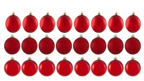 Bola de Natal Vermelho 3cm 24 Unidades Cromus