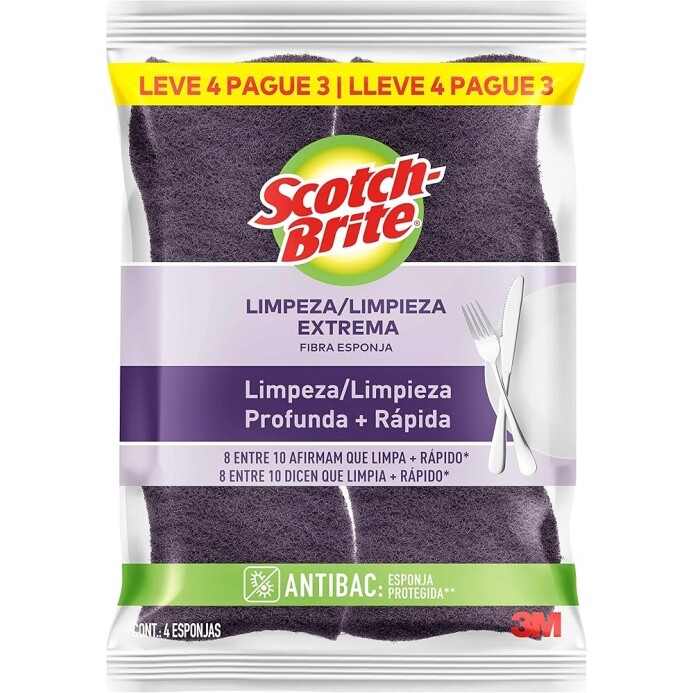 Esponja de Louças Limpeza Extrema Scotch-Brite 3M Leve 4 Pague 3