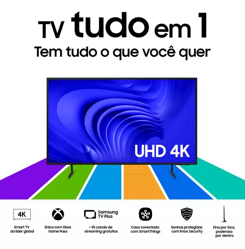 Samsung Smart TV 50 UHD 4K 50DU7700 2024 Processador Crystal 4K Gaming Hub Som em Movimento Virtual AI Energy Mode Controle SolarCell