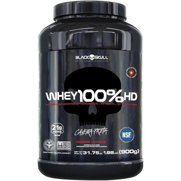 Whey 100% Hd Morango 900G Black Skull