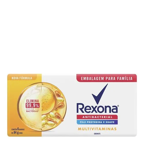 Kit Sabonete em Barra Rexona Antibacteriano Multivitaminas 6 Unidades