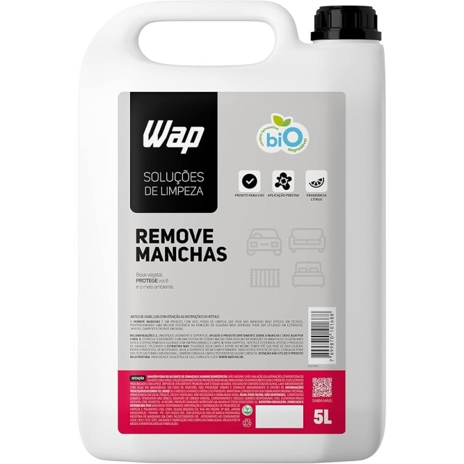 Removedor de Manchas de Tecidos e Estofados 5 Litros WAP REMOVE MANCHAS Branco e Rosa