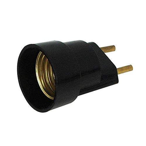 [+Por- R$ 2] Foxlux Base Bocal Adaptador Plug Macho Plástico Preto